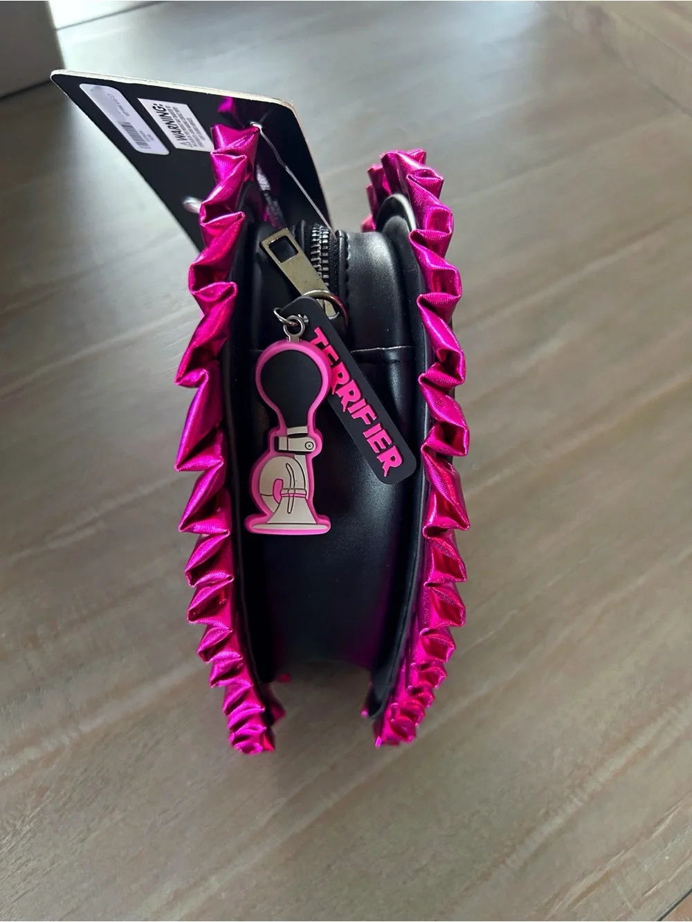 Spirit Halloween Terrifier Art the Clown Pink Heart Wristlet Bag